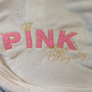 PINK Rock & Royalty White Hooded Bathrobe